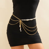 Ins style double-layer pearl retro love bow tassel Waist chain - V.I.P Digital Presence