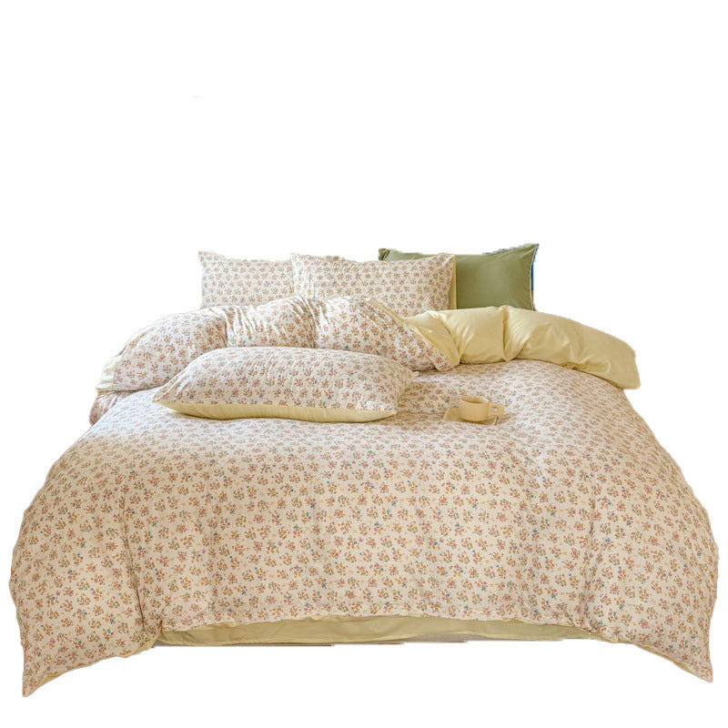 Double Gauze Four-Piece Set Jacquard Small Bamboo Cotton Three-Piece Set Student Dormitory INS Fresh Floral Bedding - V.I.P Digital Presence
