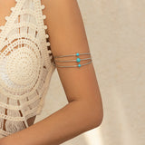 Multi layer hollow micro inlaid imitation pearl turquoise opening arm chain ethnic style handmade jewelry - V.I.P Digital Presence