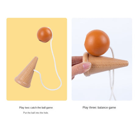 Hand eye coordination traditional toy wooden skill cup sensory integration training throwing and catching ball - V.I.P Digital Presence