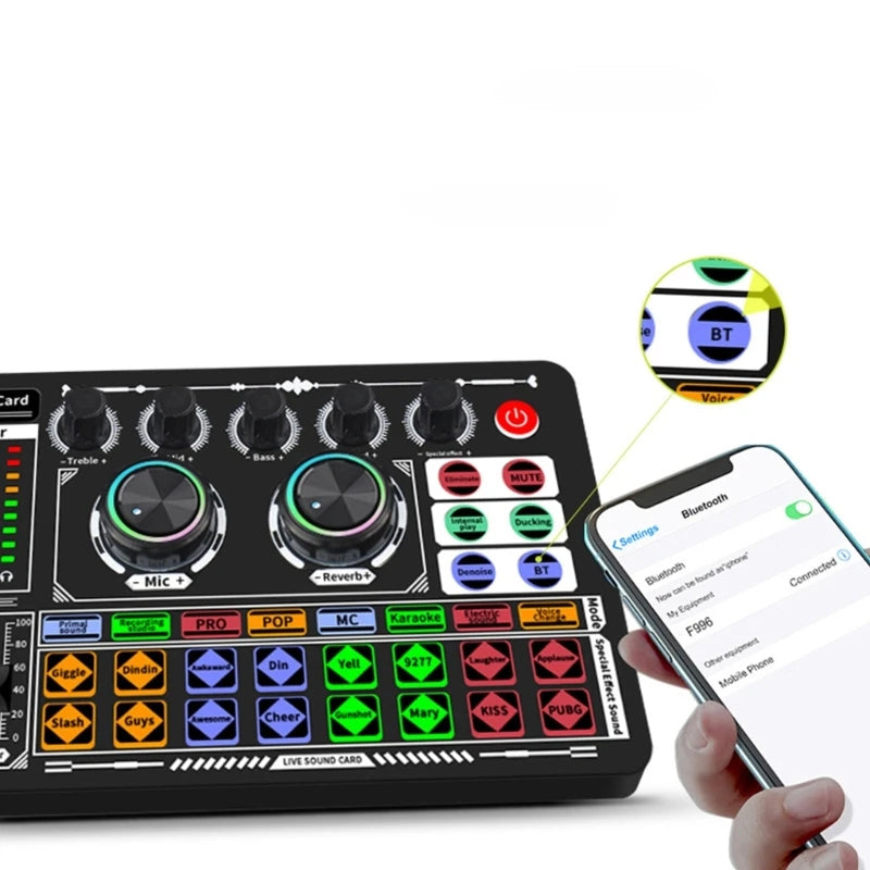 F999  Mixer Podcast Sound Board Live Sound Card for Live Recording Home KTV - V.I.P Digital Presence
