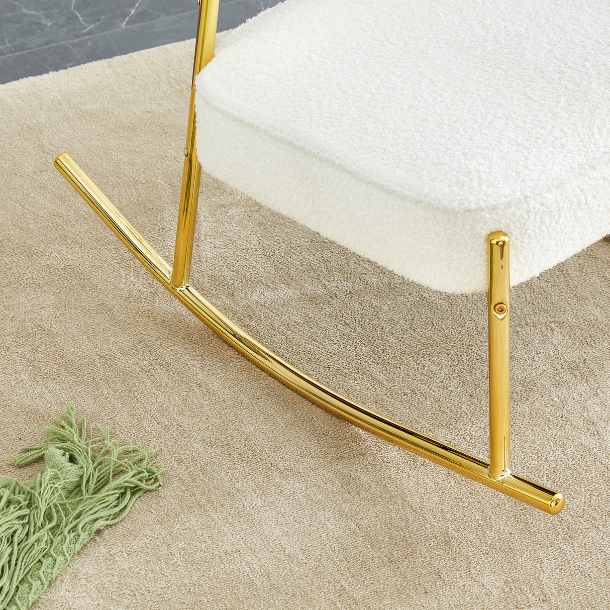 Teddy suede material cushioned rocking chair unique rocking chair cushioned seat