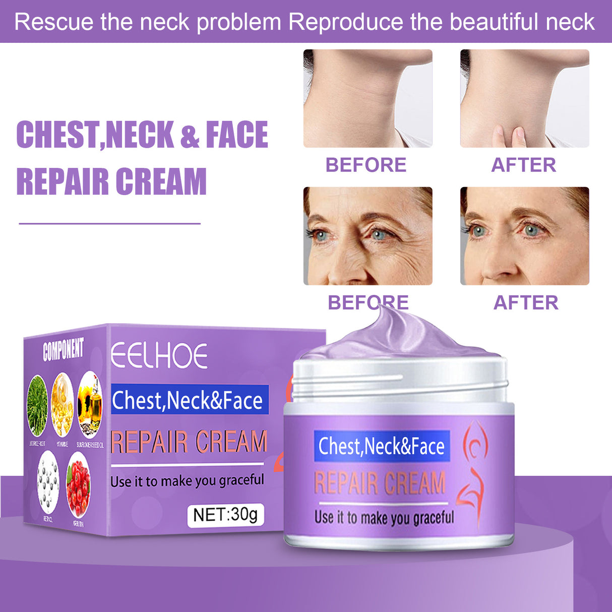 EELHOE Fade Neck Lines Lift Tighten Beautiful Neck Cream Firm And Brighten Skin Moisturizing Shape Swan Neck Skin Care Products - V.I.P Digital Presence