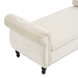 Velvet Multifunctional Storage Rectangular ottoman bench with 1 Pillow, Beige - V.I.P Digital Presence