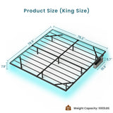 Floating Bed Frame King Size with LED Lights ＆ charging station, Metal Platform Queen Bed, 79.9'' L x 76.2'' W x 7.9'' H. - V.I.P Digital Presence