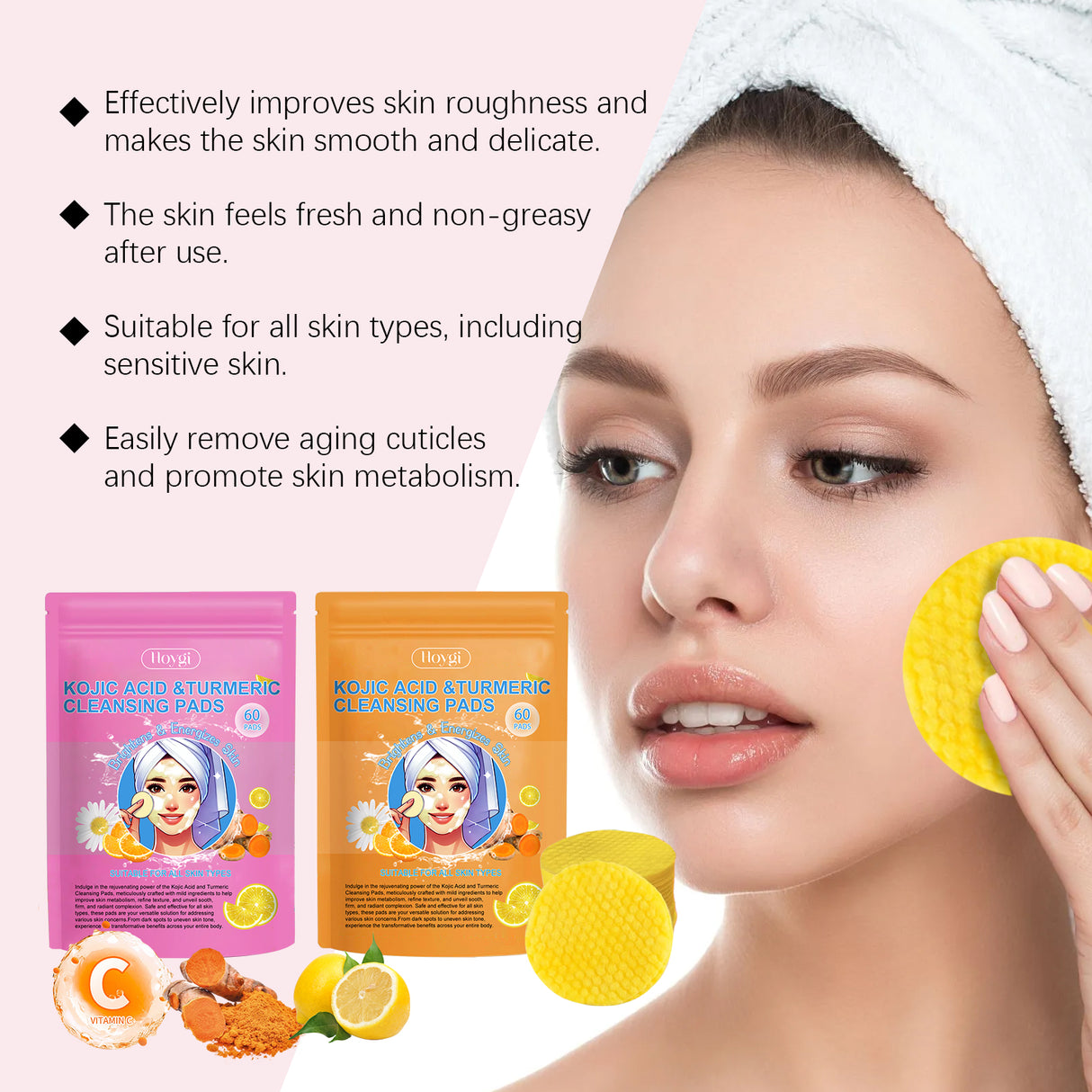 Turmeric Acid Cleansing Pad Gentle Exfoliating Deep Clean Non-Tight Improving Skin Cleansing Pad - V.I.P Digital Presence