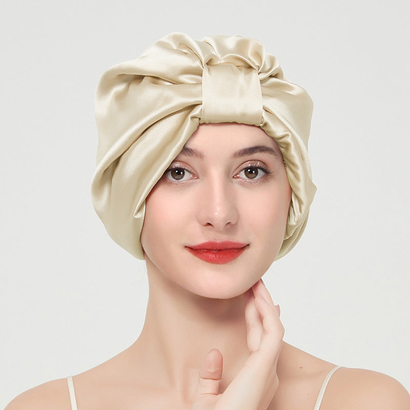 Double layer elastic simulation silk beauty makeup satin knotted hair care home French nightcap - V.I.P Digital Presence