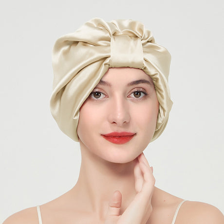 Double layer elastic simulation silk beauty makeup satin knotted hair care home French nightcap - V.I.P Digital Presence