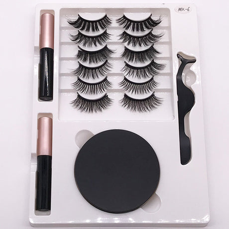 Eight Pairs Of Magnet False Eyelashes With Round Box Mirror Magnetic Iron-Absorbing Stone Eyelashes Magnetic Eyeliner Liquid Eyelashes - V.I.P Digital Presence