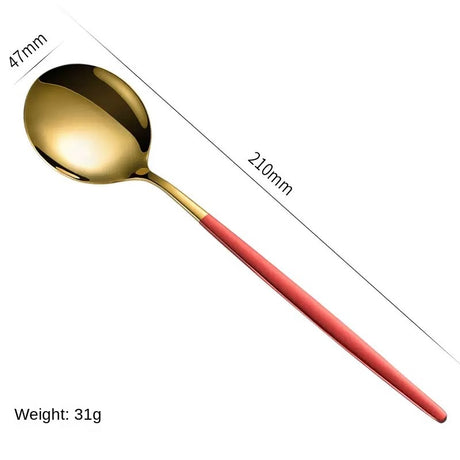 Stainless Steel Cutlery Set with Portuguese Gold Spray Painted Steak Knife, Fork, Spoon, and Tea Spoon 4-Piece Gift Pack - V.I.P Digital Presence