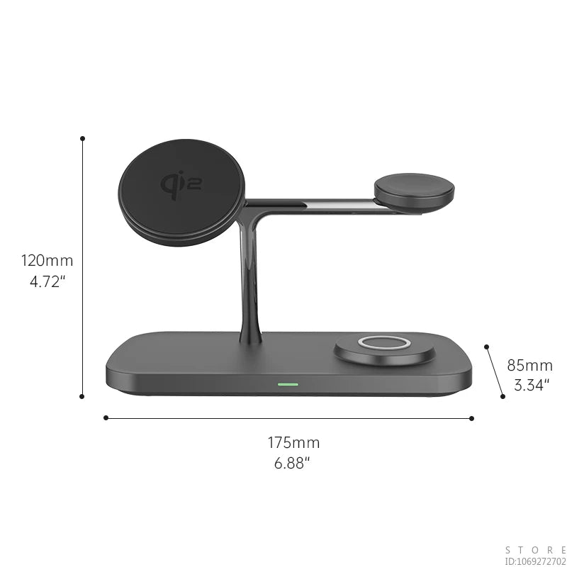 Multi functional QI2 wireless charging desktop magnetic three in one charging stand - V.I.P Digital Presence
