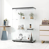 Three double door glass display cabinets with door frames, 49.3 inches * 31.7 inches * 14.3 inches, black - V.I.P Digital Presence