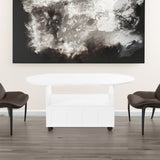 ON-TRANS flexible cream style coffee table with 2 brake wheels, drawers, large storage space, white, 39.37 '' x 23.6 '' - V.I.P Digital Presence