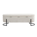 COOLMOR storage Ottoman chair with safety hinge and soft cushion fabric storage Ottoman stool (beige) - V.I.P Digital Presence