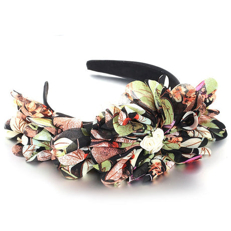 Exaggerated fabric oversized flower and leaf pattern headband - V.I.P Digital Presence