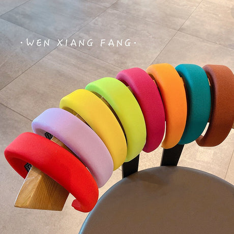 Candy colored thick sponge hair hoop for women's solid color wide edged and minimalist headband - V.I.P Digital Presence