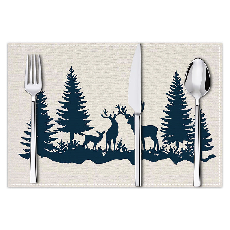 Christmas placemat reindeer print decoration insulation mat kitchen dining table coaster - V.I.P Digital Presence