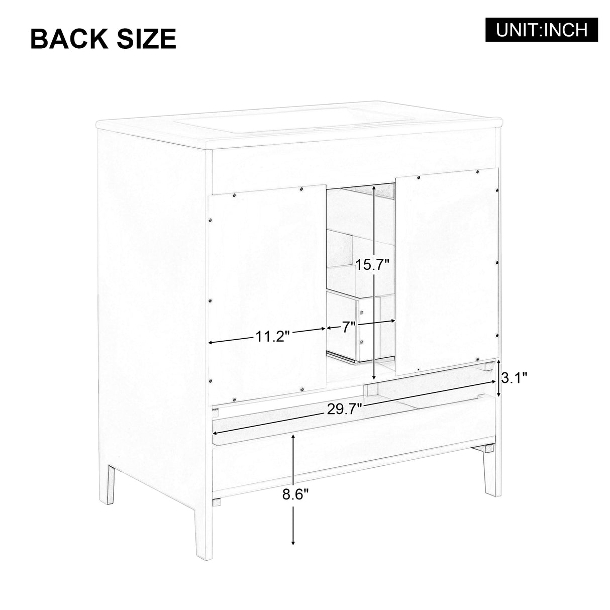 30" Bathroom Vanity with Sink  Multi-functional Bathroom Cabinet with Doors and Drawers Solid Frame and MDF Board, White - V.I.P Digital Presence