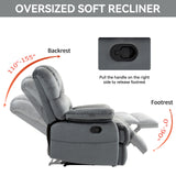 Large Manual Recliner Chair in Fabric for Living Room, Grey - V.I.P Digital Presence