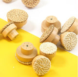 6pcs solid wood rattan handle rattan weaving handle rattan wood handle drawer circular wood handle - V.I.P Digital Presence