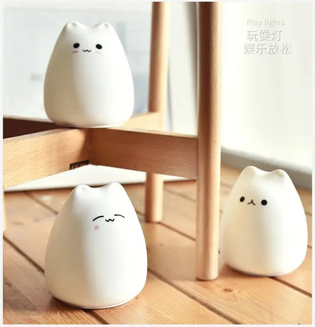 Touch Night Light Colorful Cat Silicone Animal Light Led Cartoon Lamp Bedroom Decoration Lights Bedside Lighting - V.I.P Digital Presence