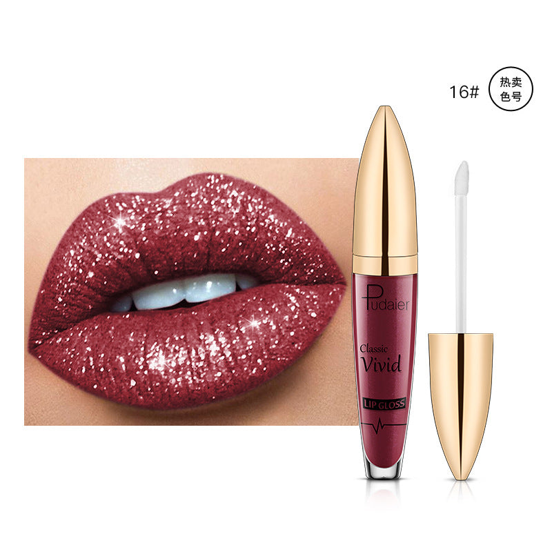 Pudaier Sip Glitter Flip Matte Pearl Lip Gloss Nonstick Diamond Lip Gloss - V.I.P Digital Presence