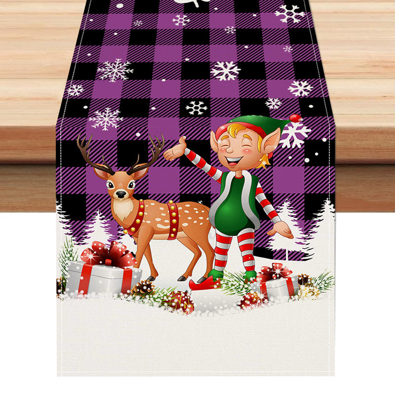 Christmas table flag holiday party restaurant decoration tablecloth linen checkered printed dining table tablecloth mat - V.I.P Digital Presence