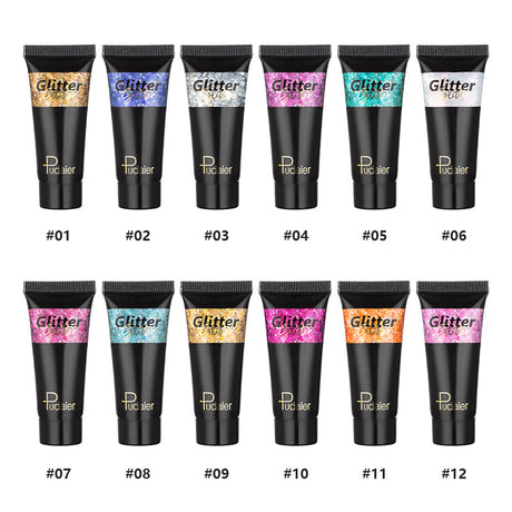 Makeup Pudaier monochrome glitter eyeshadow stage makeup face body glitter 12 color liquid eyeshadow - V.I.P Digital Presence
