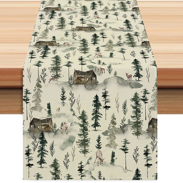 Christmas table flag holiday table decoration tablecloth pad printed reindeer tablecloth tea flag - V.I.P Digital Presence
