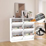 Shoe Storage Cabinet for Entryway, 6 Tiers Shoe Organizer with Carved Panels Vertical Shoe Cabinet for Front Door Entrance - V.I.P Digital Presence