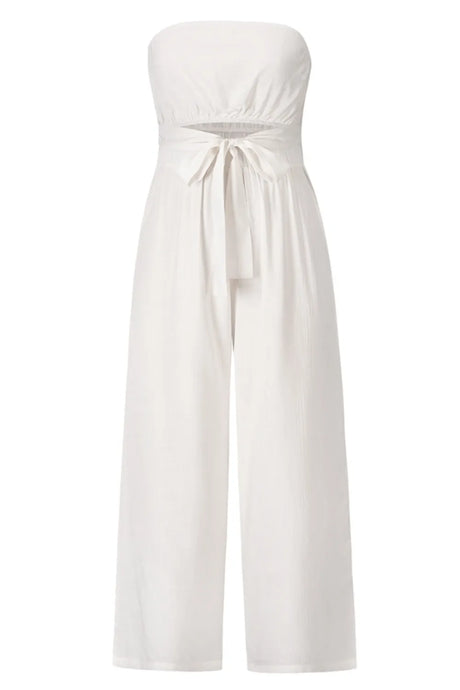 Tied Cutout Tube Wide Leg Jumpsuit - V.I.P Digital Presence