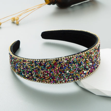 New Colored Stone Hair Decoration Super Flash Diamond Wide Edge Korean Advanced Shampoo Headband - V.I.P Digital Presence