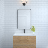 24x36 inch aluminum frame round rectangular bathroom wall mirror, matte black rust proof, tempered glass mirror - V.I.P Digital Presence