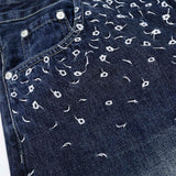 Street Design Floral Embroidered Denim Wide-Leg Long Pants Men's Vibe Trendy Washed Distressed Straight Leg Trousers - V.I.P Digital Presence