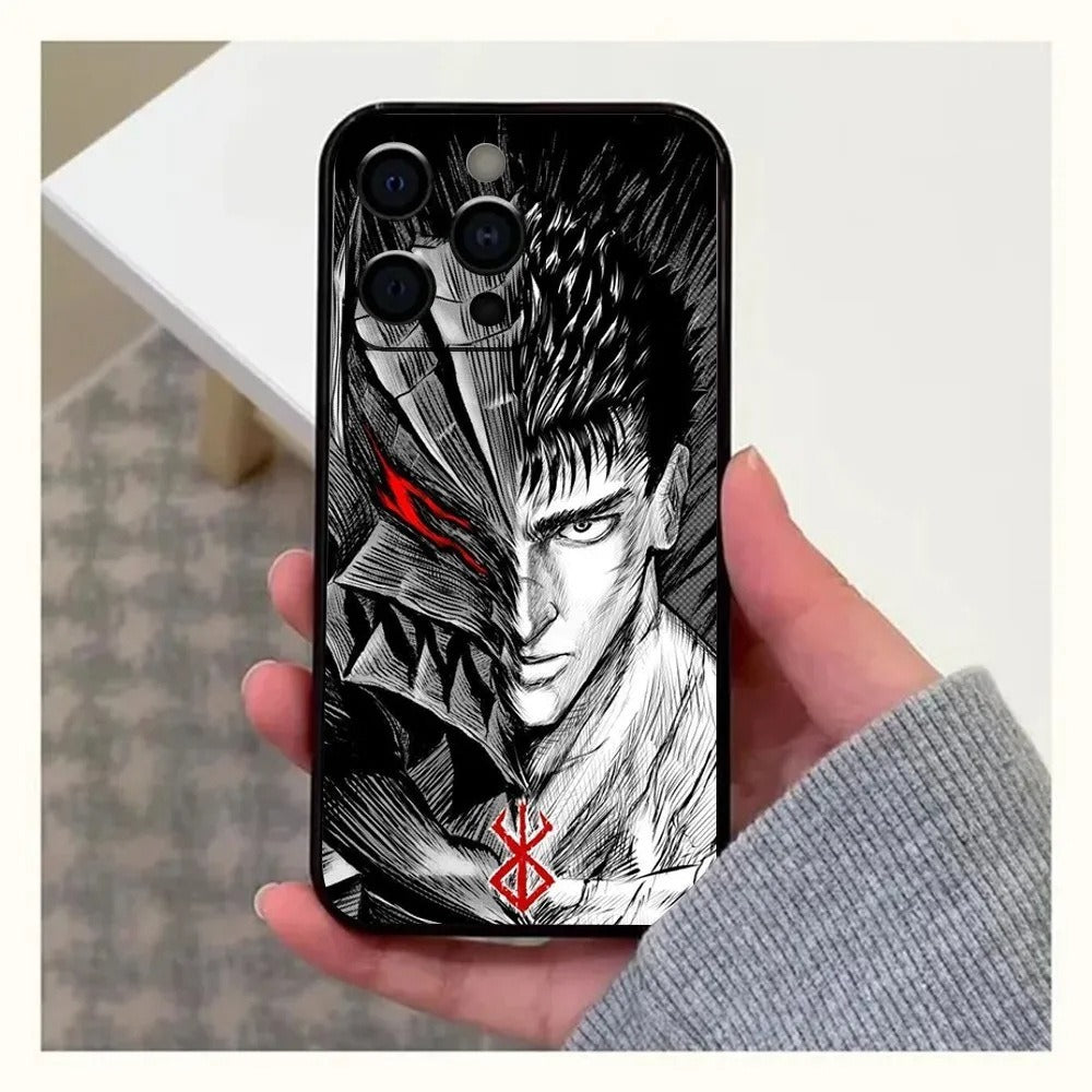 Funda de anime GutsrkiPhone para el nuevo SE 15 en negro