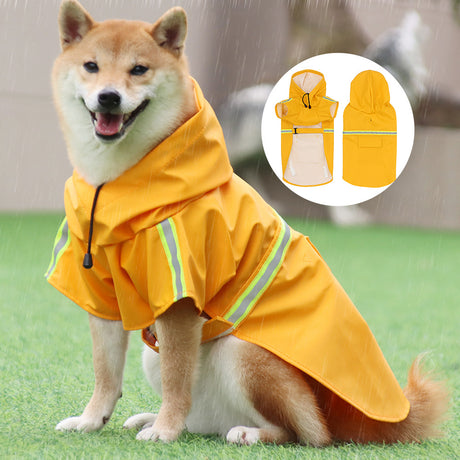 Large Dog Raincoat - Poncho Style Reflective Strip Pet Raincoat Windproof Waterproof Dog Hooded Raincoat - V.I.P Digital Presence