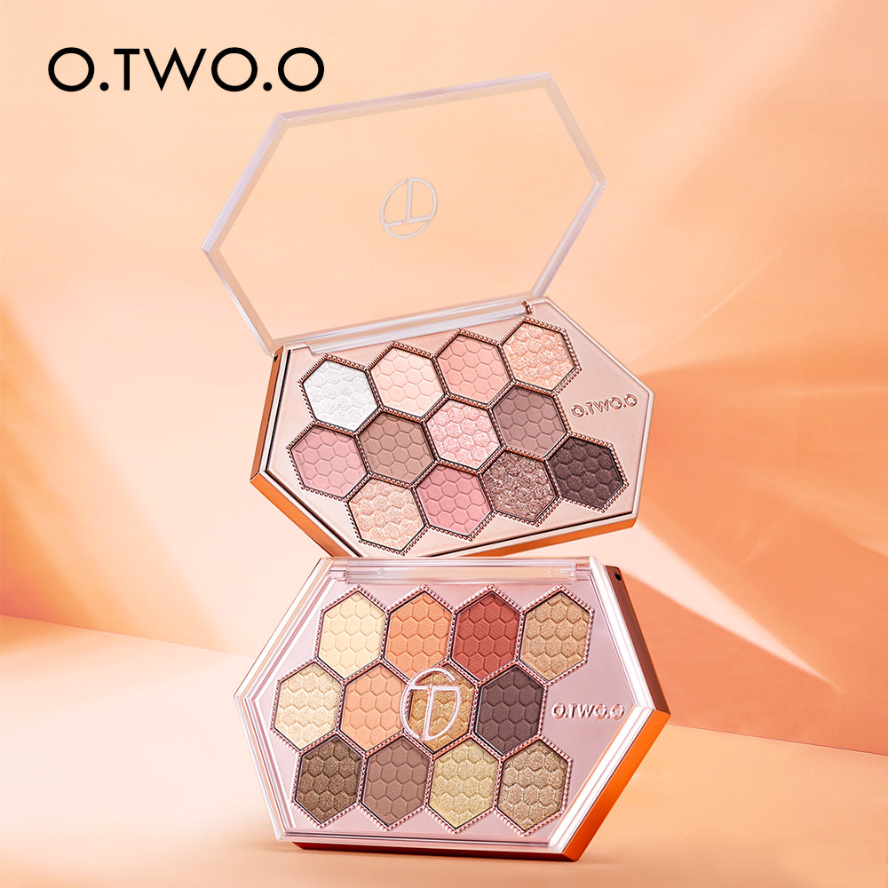 Honeycomb Hexagonal Star Diamond Eyeshadow Palette Taro Powder Honey Earth Eyeshadow Natural Highlight 12 Colors - V.I.P Digital Presence