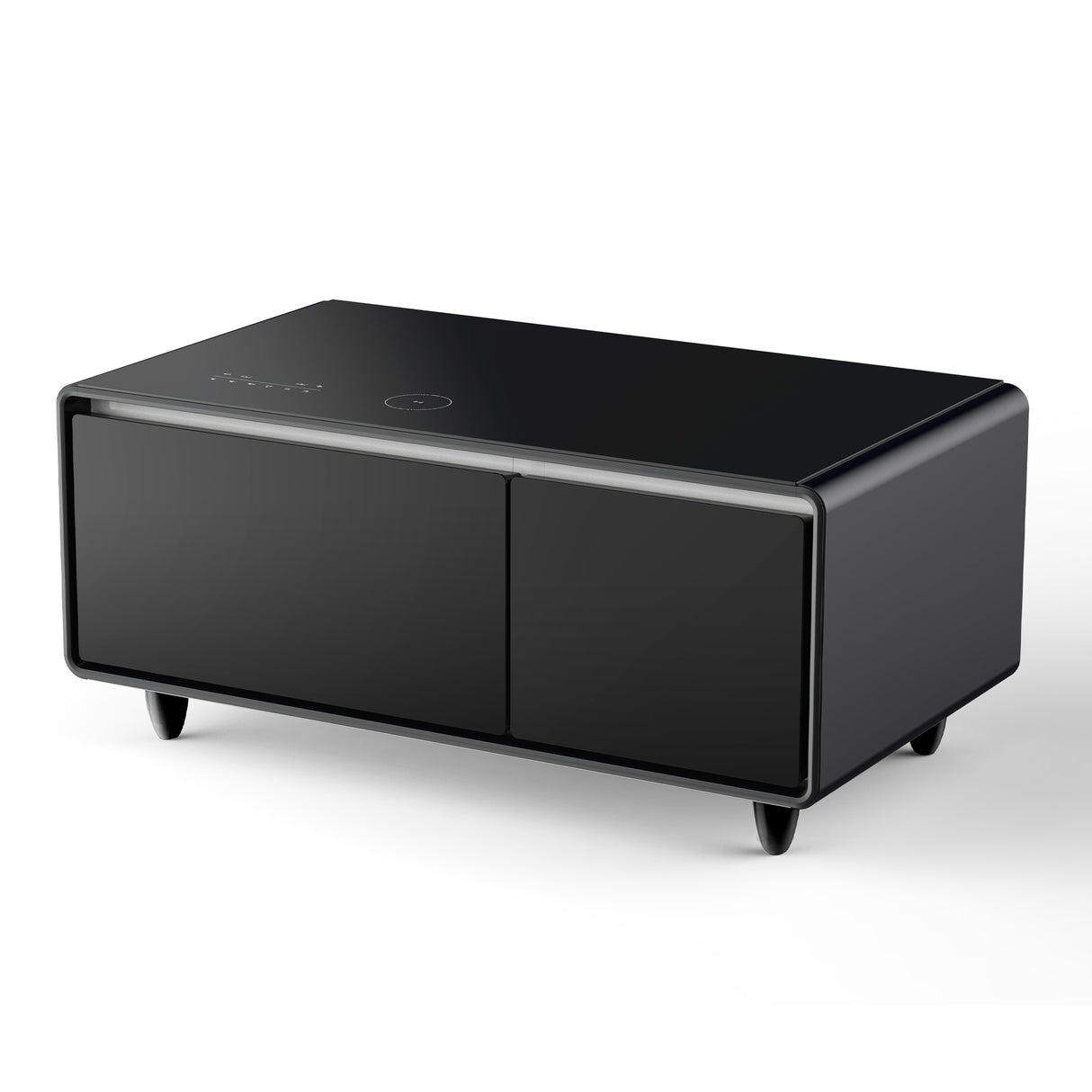 Modern Smart Coffee Table with Built-in Fridge, Bluetooth Speaker, Wireless Charging, Touch Control Panel, USB Interface Black - V.I.P Digital Presence