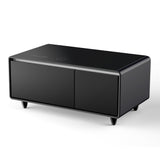 Modern Smart Coffee Table with Built-in Fridge, Bluetooth Speaker, Wireless Charging, Touch Control Panel, USB Interface Black - V.I.P Digital Presence