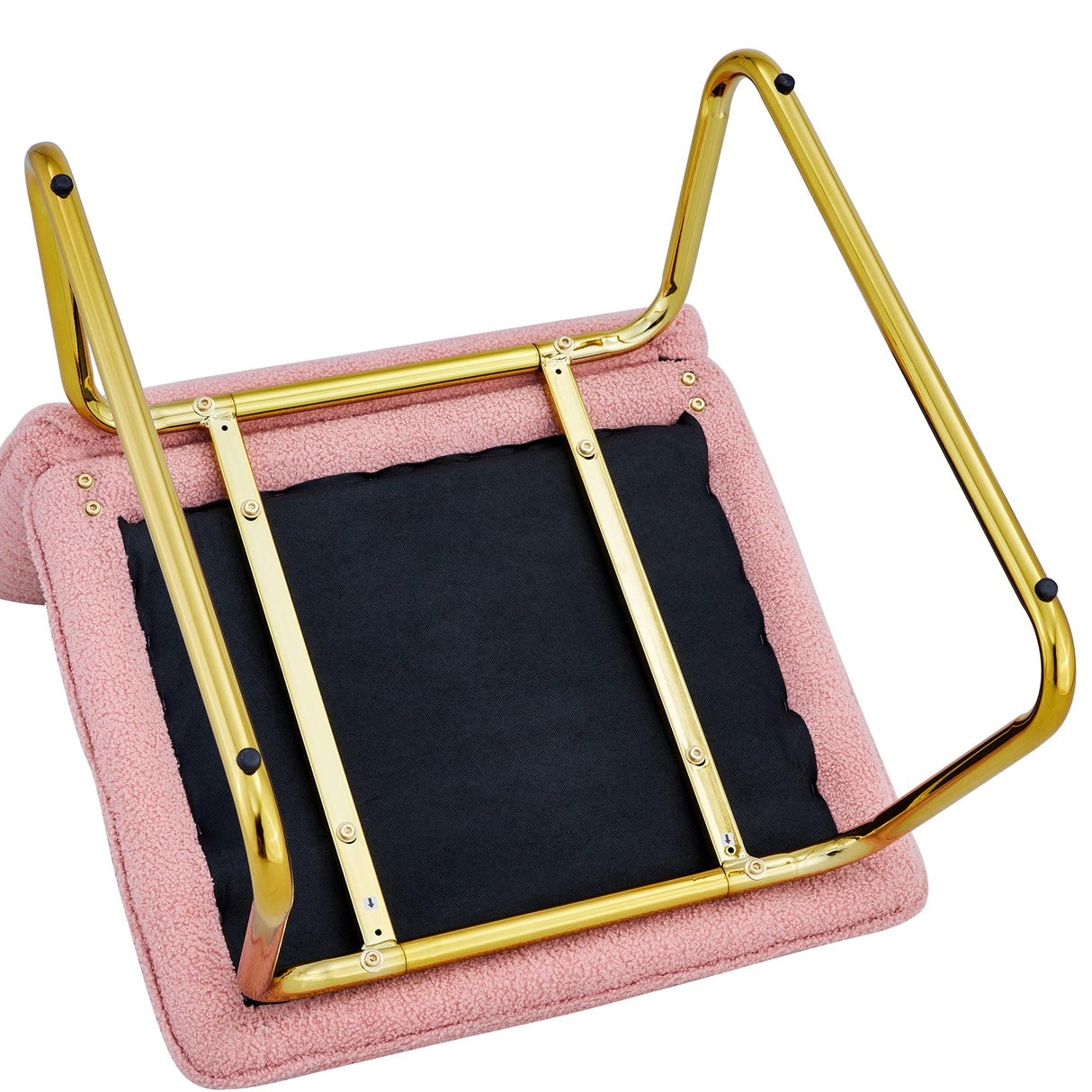 Modern minimalist pink plush fabric single person sofa chair with golden metal legs