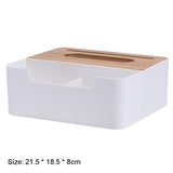 Multi-functional Plastic Tissue Box with Bamboo Wooden Cover Phone Slot Home Kitchen Napkin Case Holder Storage Decoration - V.I.P Digital Presence