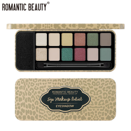 Romantic Beauty 12 Colors Leopard Eyeshadow Makeup Pearl Matte Finishing Eyeshadow Palette Brush - V.I.P Digital Presence