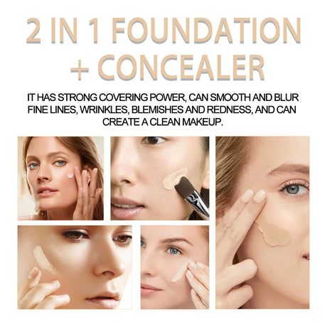 2 In 1 Foundation + Concealer, Blemish Print Natural Concealer Long-Lasting Makeup Invisible Pore Concealer - V.I.P Digital Presence