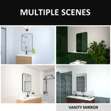 24x36 inch aluminum frame round rectangular bathroom wall mirror, matte black rust proof, tempered glass mirror - V.I.P Digital Presence
