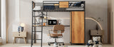 Twin Size Loft bed with L-shape Desk and Wardrobe, Black - V.I.P Digital Presence