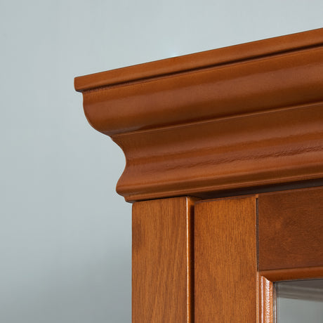 Lighting Curio Diapali cabinet with adjustable shelves, mirror back panel, tempered glass door (without light bulb), walnut wood - V.I.P Digital Presence