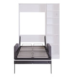 Twin Size Murphy Bed Wall Bed with Sofa,with Shelves,White - V.I.P Digital Presence