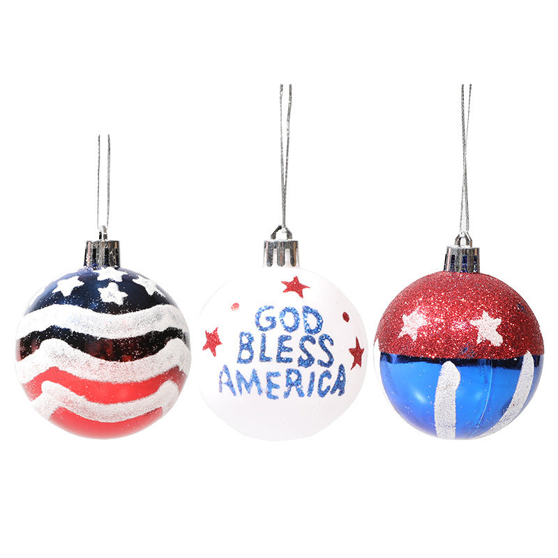 American Independence Day Christmas Plastic Balls Christmas Tree Decoration Hand drawn Ball Set - V.I.P Digital Presence