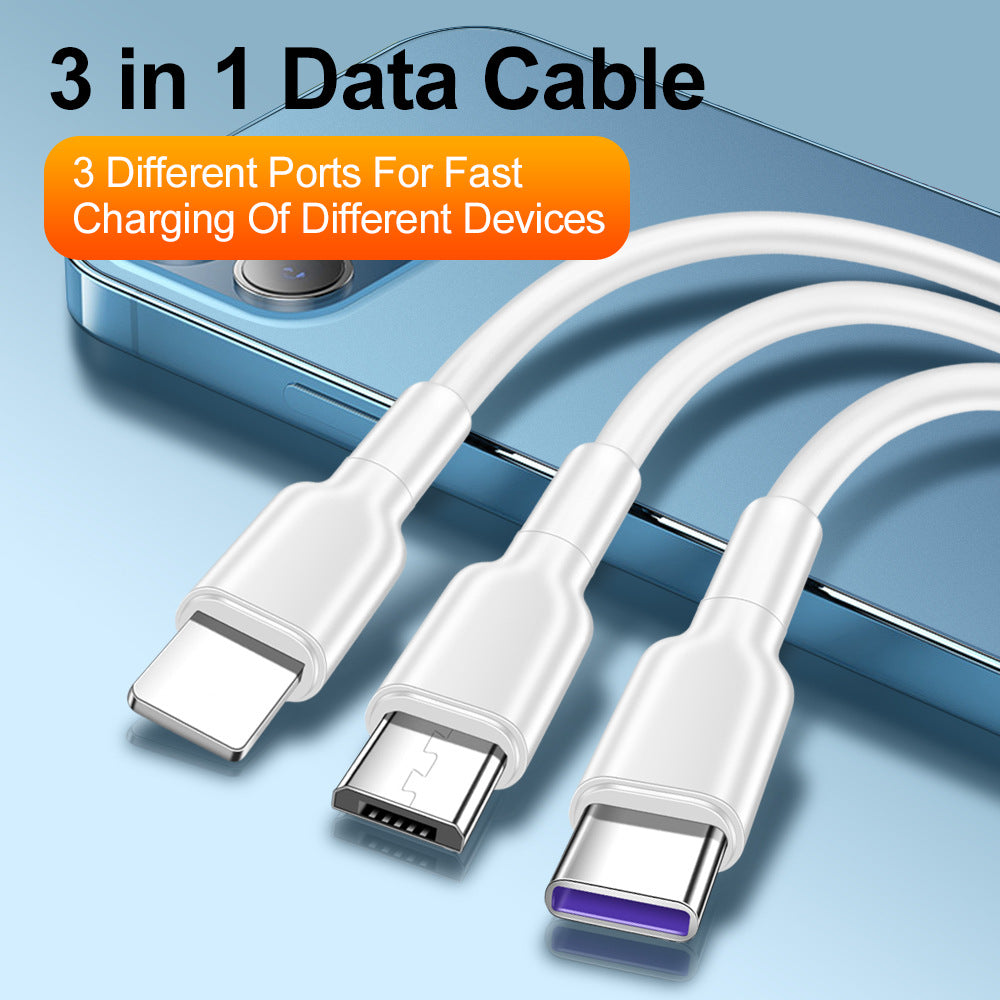 1.2-meter one to three 5A super fast charging data cable suitable for Huawei Honor, Xiaomi vivo Android charging cable - V.I.P Digital Presence