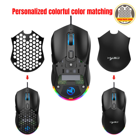 Wired mouse RGB backlight 7200dpi hole gaming mouse interchangeable back cover lightweight - V.I.P Digital Presence